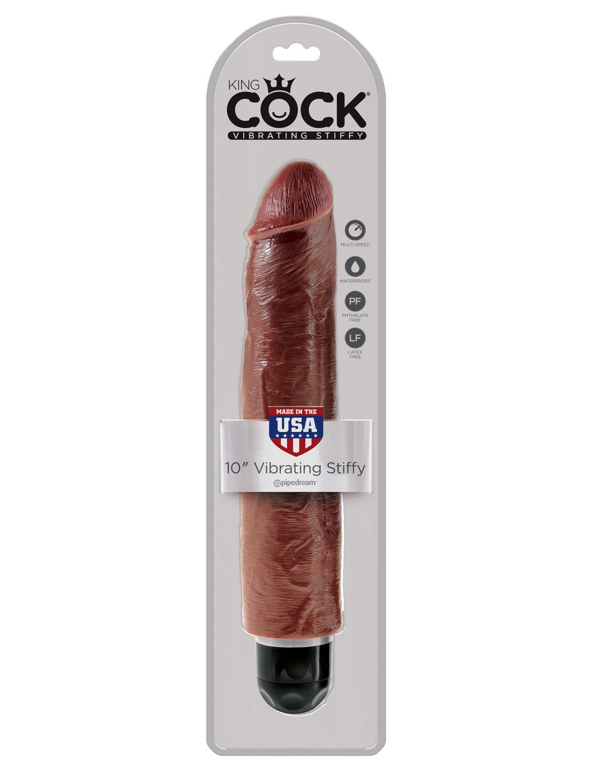 King Cock 10&quot; Vibrating Stiffy Brown Default Title