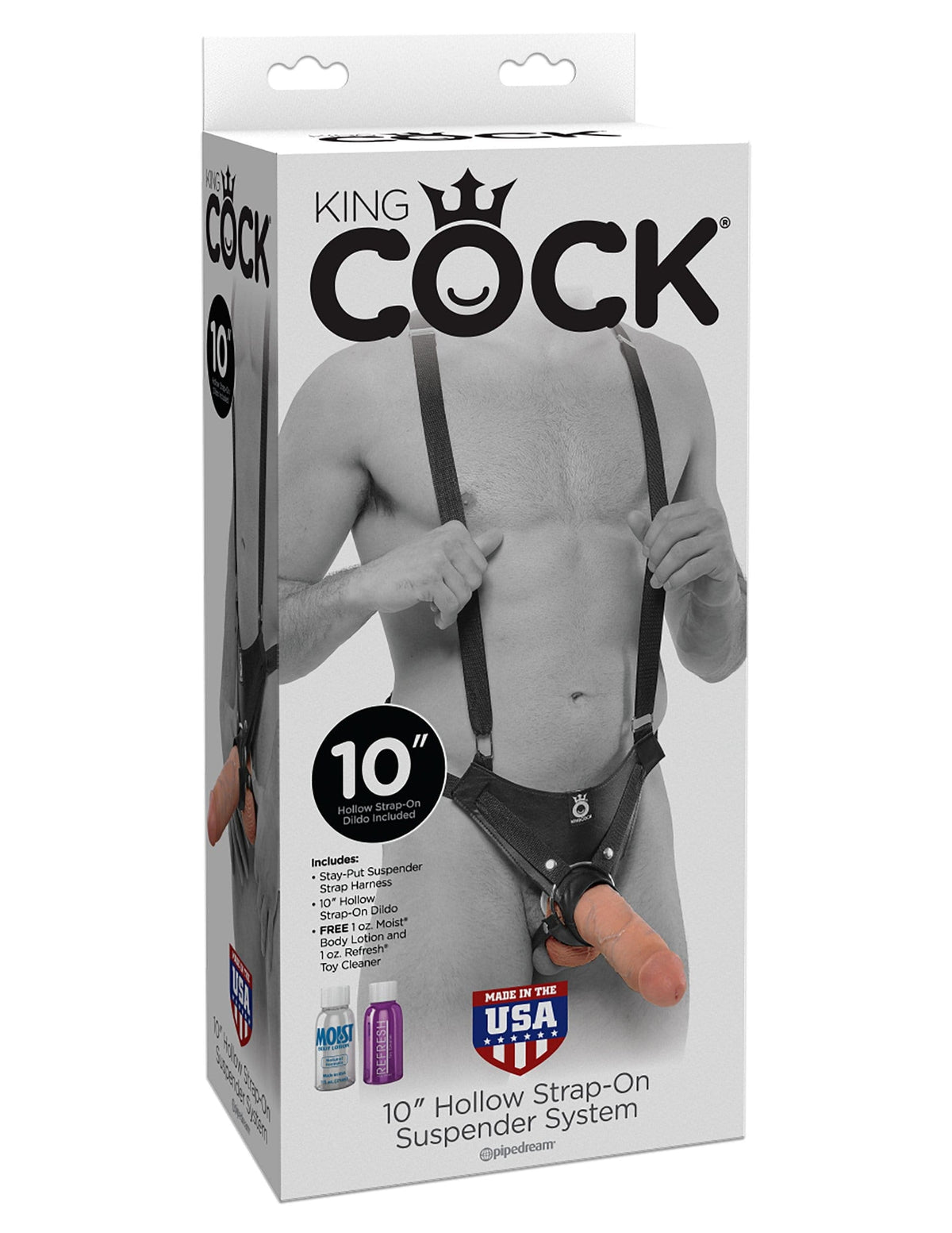 King Cock 10&quot; Hollow Strap-on Suspender System - Flesh Default Title