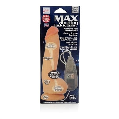 calexotics   max vibrating cock and balls natural