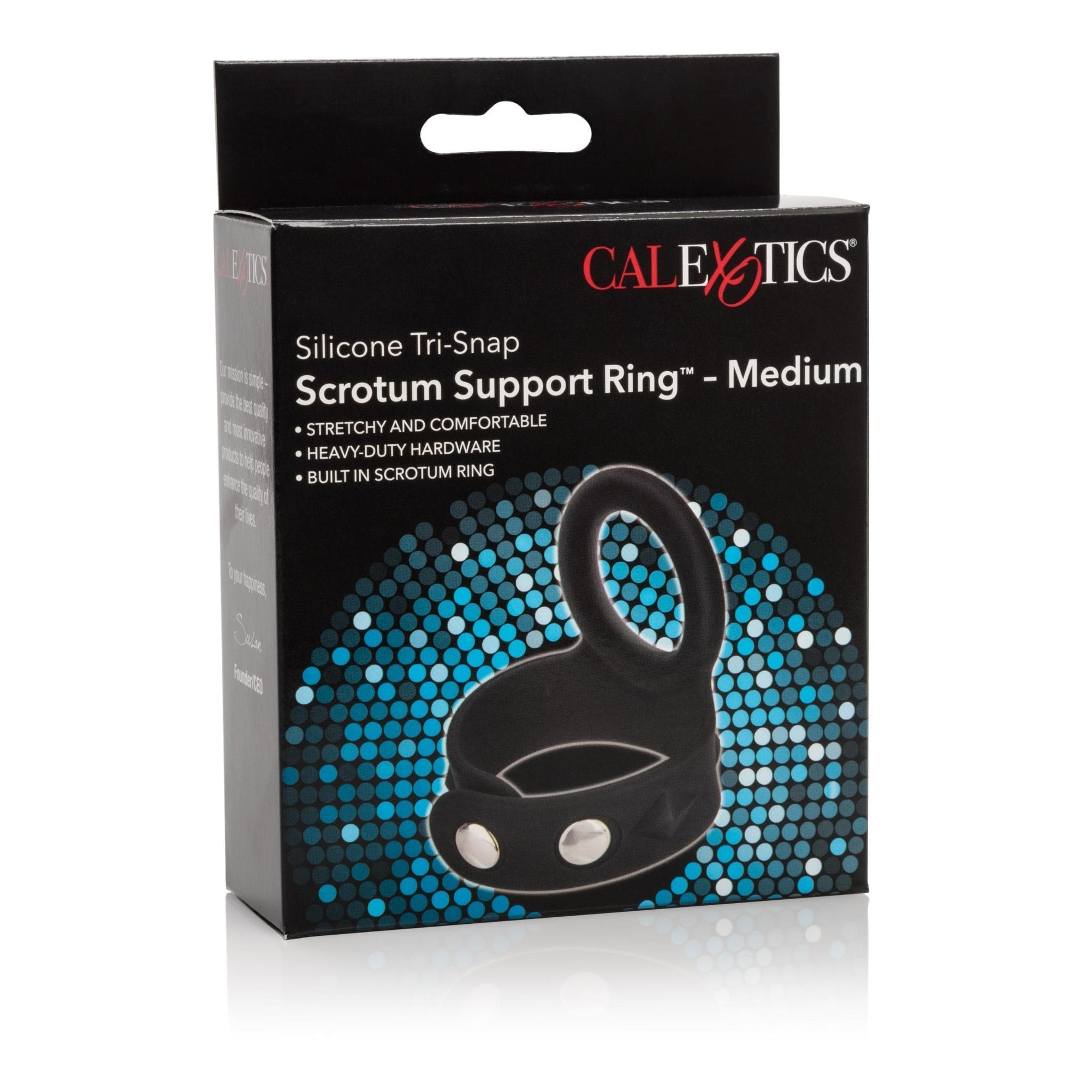 calexotics   silicone tri snap scrotum support ring medium