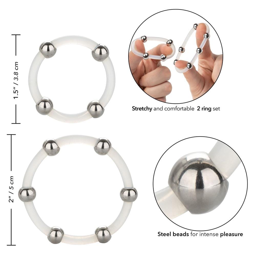 calexotics   steel beaded silicone ring set