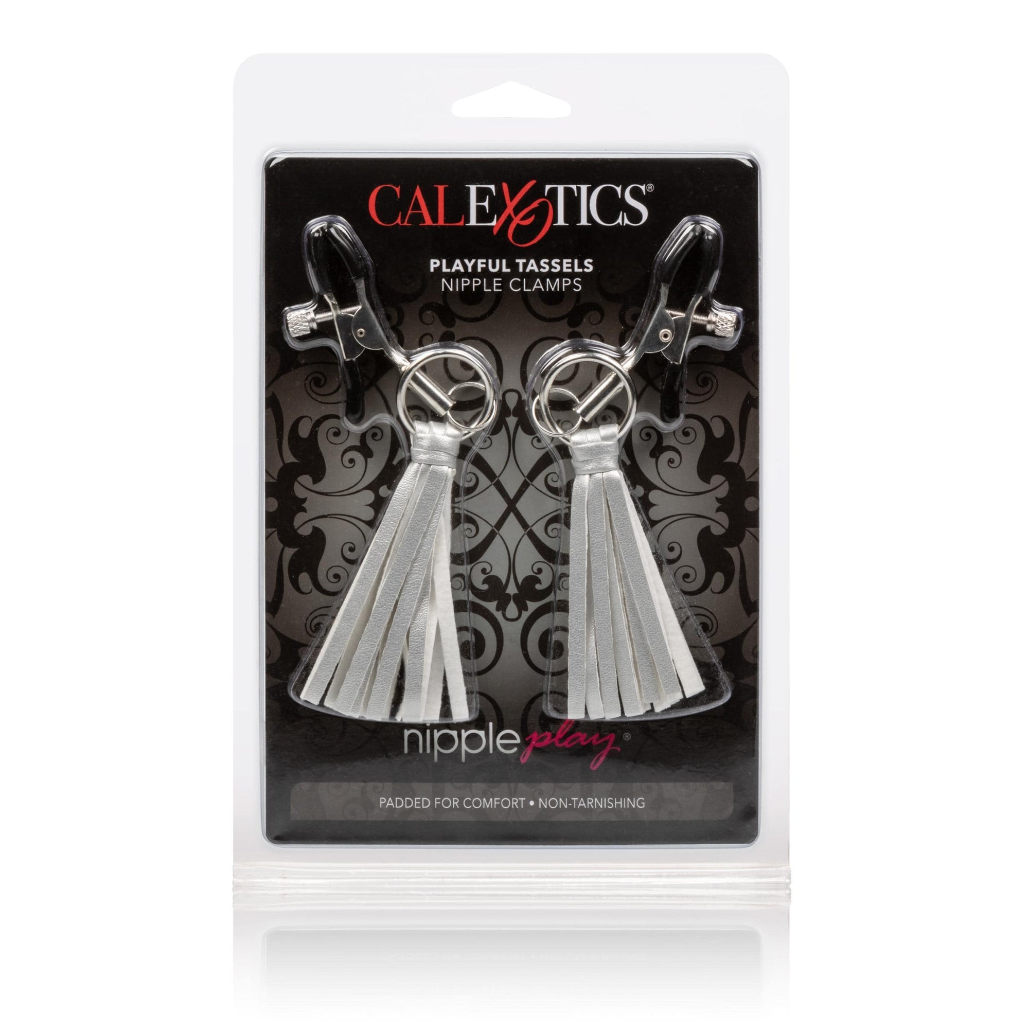 calexotics   nipple play playful tassels nipple clamps silver