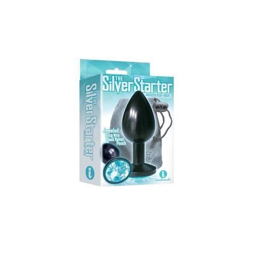 The 9&#39;s the Silver Starter Anodized Bejeweled Stainless Steel Plug - Aqua